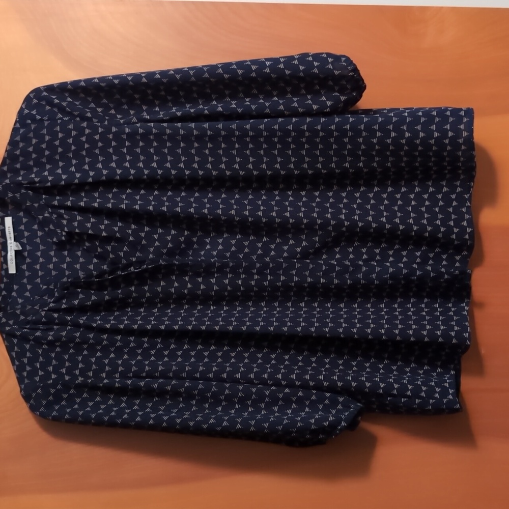 Collective Concepts 3/4 sleeve women's navy blouse, medium.